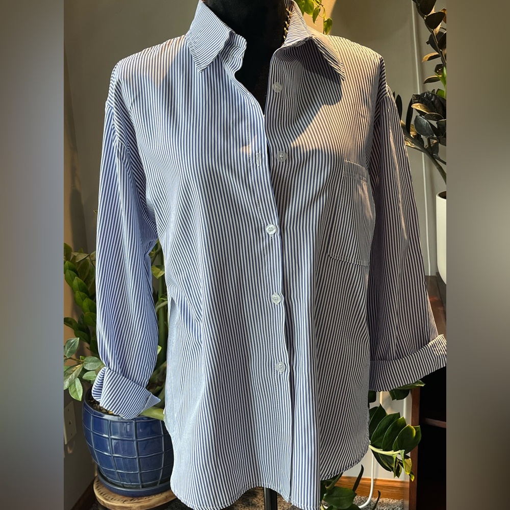 Blue and White Striped Shirt